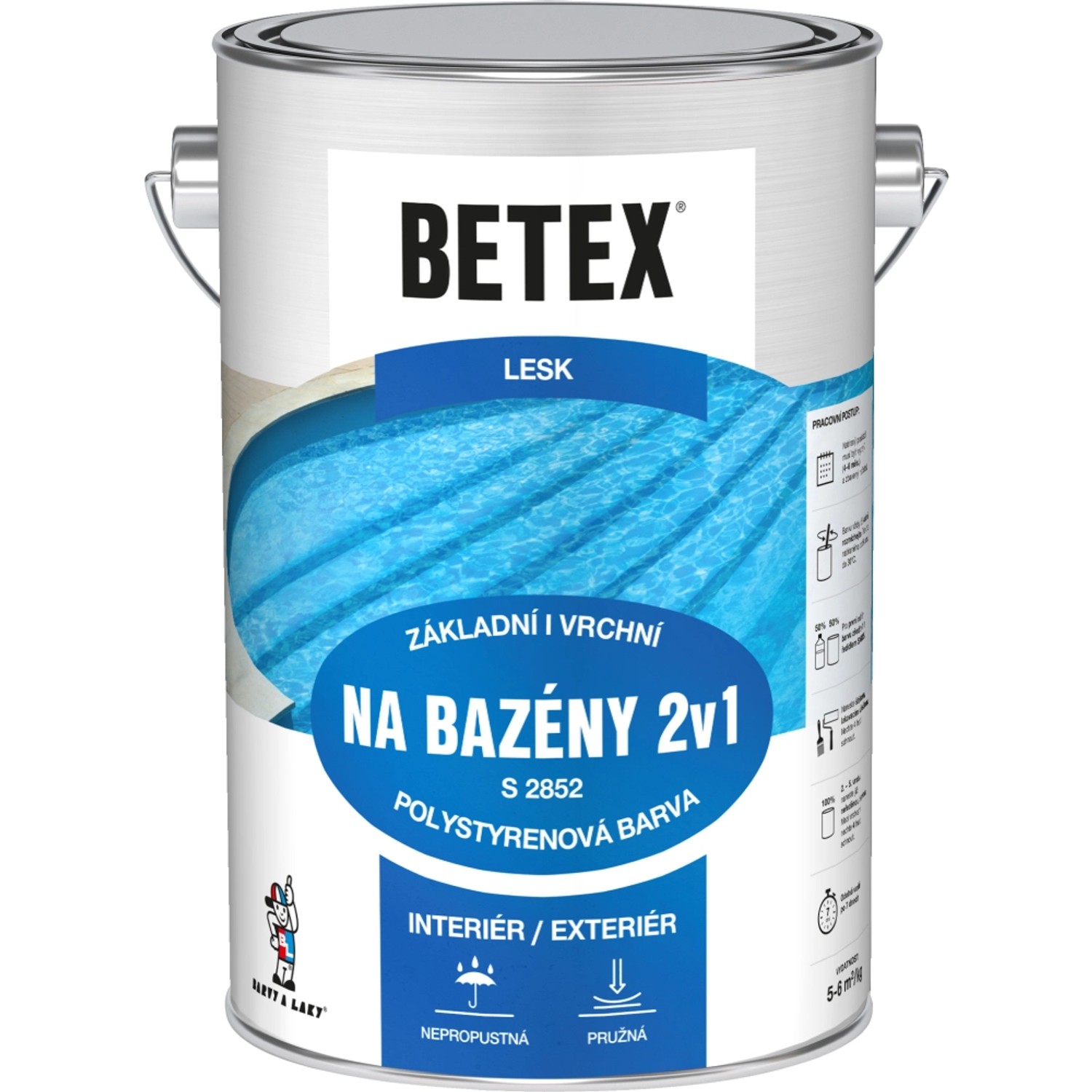 Betex 2v1 základní i vrchní barva na bazény s2852, tmavě modrá, 4 kg