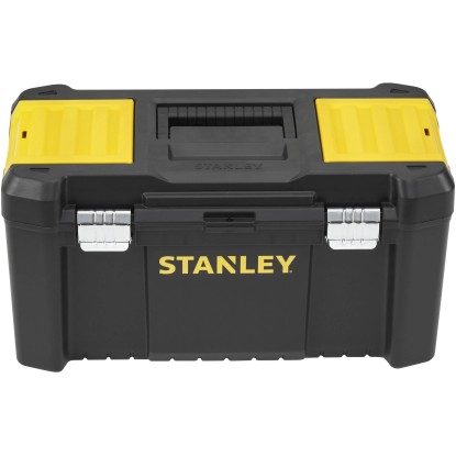 Stanley Essential 19palcový box na nářadí, plastový box s kovovými sponami, černá/žlutá.
