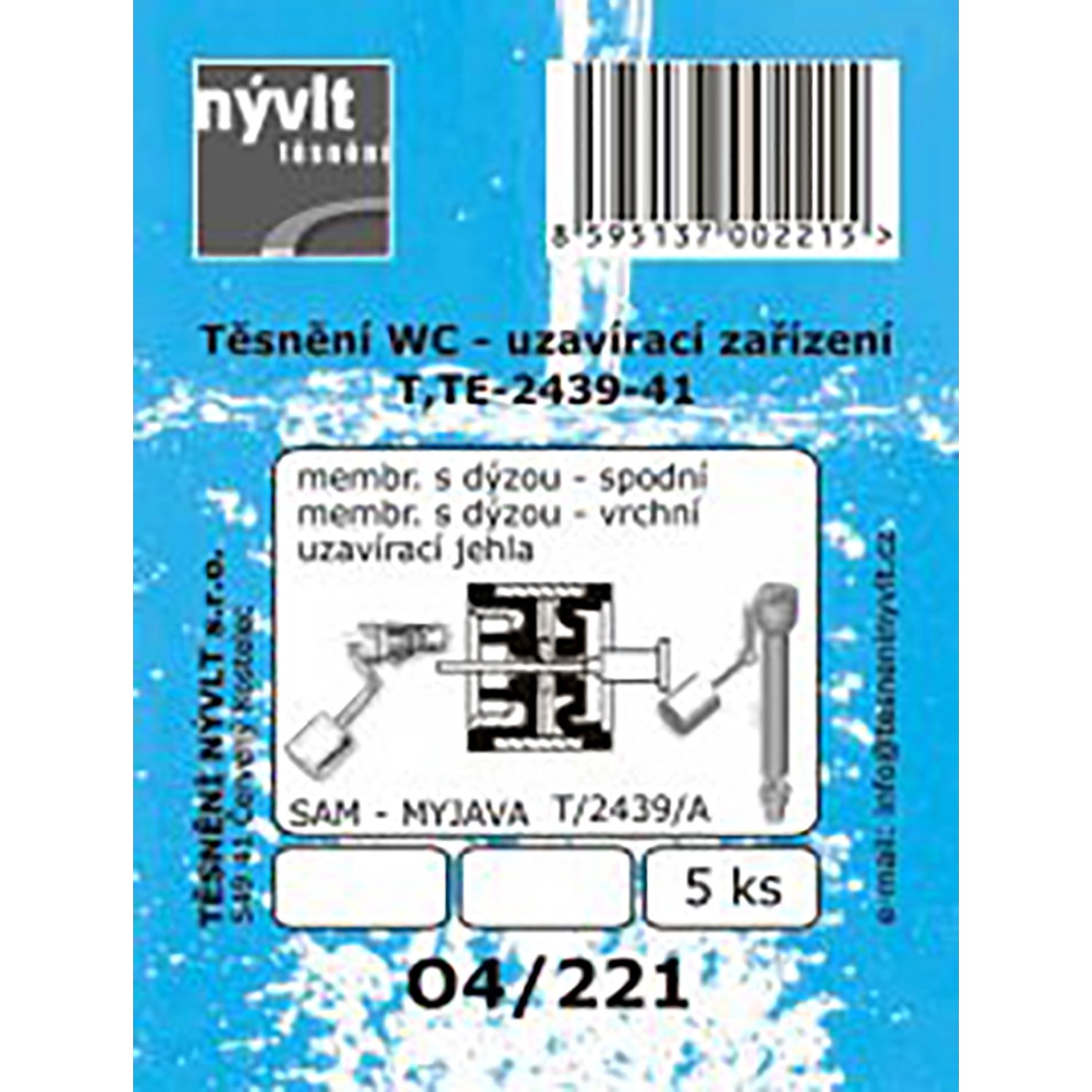 Sada těsnění napouštěcího ventilu Sam Myjava T2439/A, 5 ks