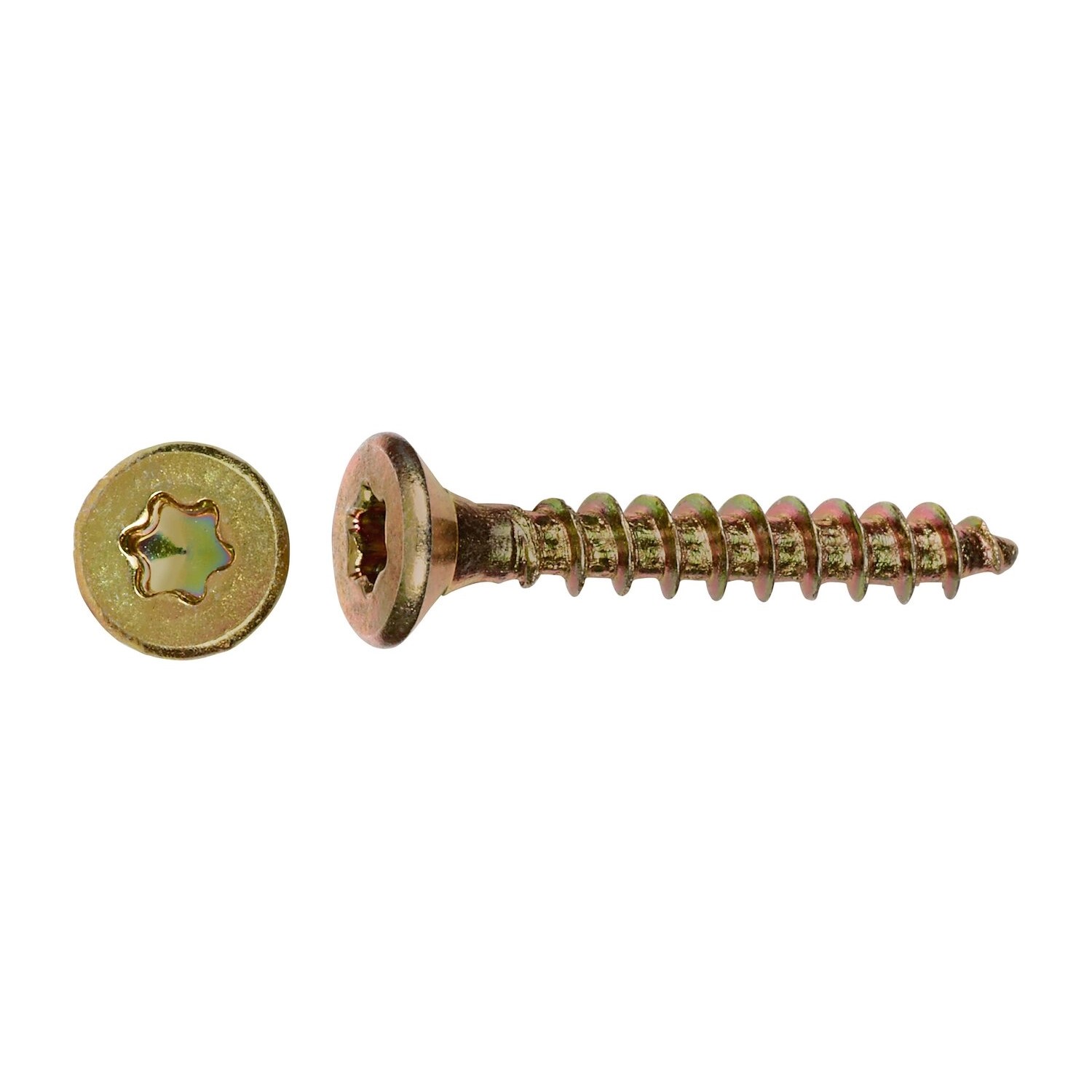 Uni vrut se zápustnou hlavou TX20 plný závit žlutě pozink. 4,5x25 mm-na váhu