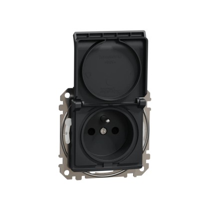 Schneider Electric Jednoduchá zásuvka 2P + PE Sedna, IP44, 16 - 250 V, antracit.