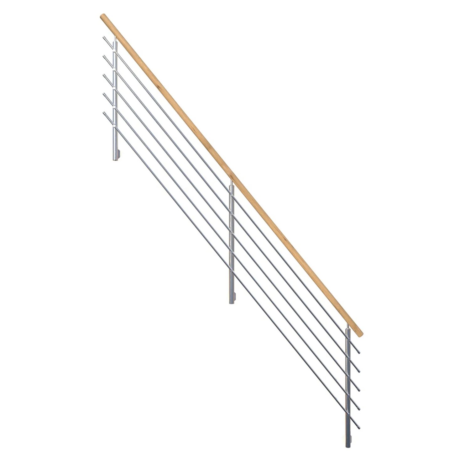 Starwood Nerezové ZáBradlí Flex S OblýM DubovýM Madlem 350 Cm-image