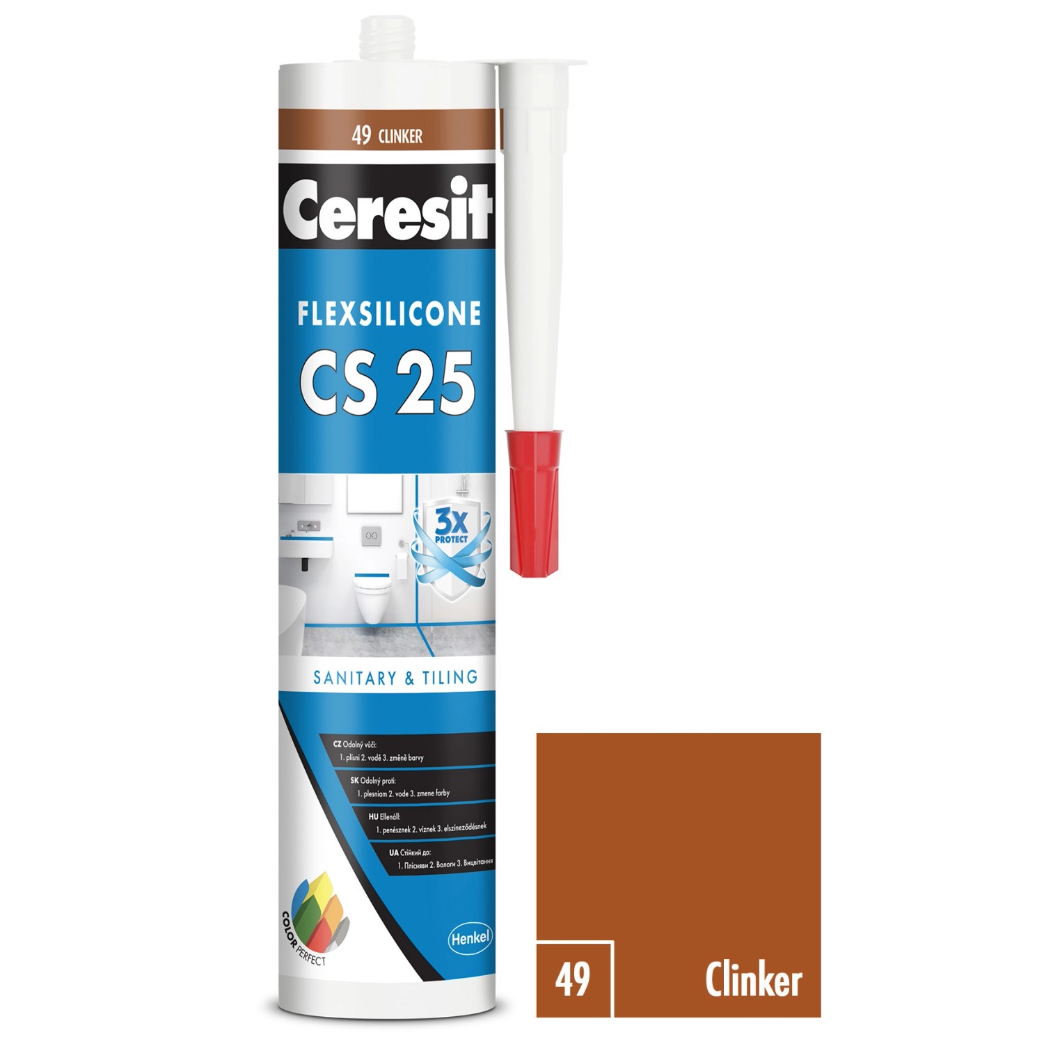 CERESIT CS 25 Sanitární silikon 49 Clinker 280 ml
