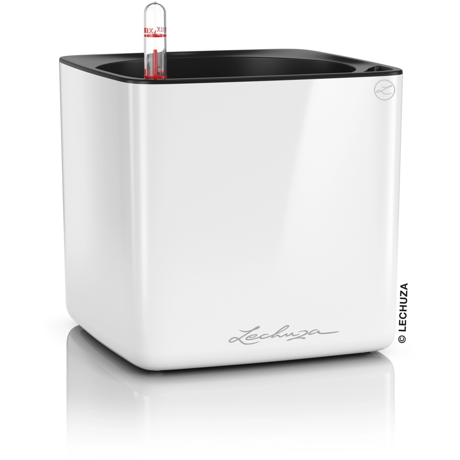 Lechuza Květináč Cube Glossy 14 bílý, 135 x 140 x 140 mm