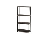 Plastový regál, 4 patra, černý, 60 x 30 x 138 cm