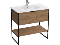 A-Interiéry Koupelnová skříňka Kubo Go 60 s keramickým umyvadlem 60 cm zlatý dub