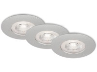BRILO Vestavné LED svítidlo Kulana, 3 ks, stmívat., matný chrom, pr. 9 x 2,5 cm BRILO Vestavné LED svítidlo Kulana, 3 ks, stmívat., matný chrom, pr. 9 x 2,5 cm