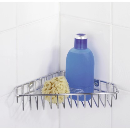 Wenko Rohová polička Locana ocelová 23 cm x 4,5 cm x 16 cm chromová k montáži na