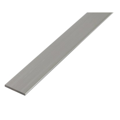 Stříbrná eloxovaná hliníková plochá tyč, 2x15x2000 mm.
