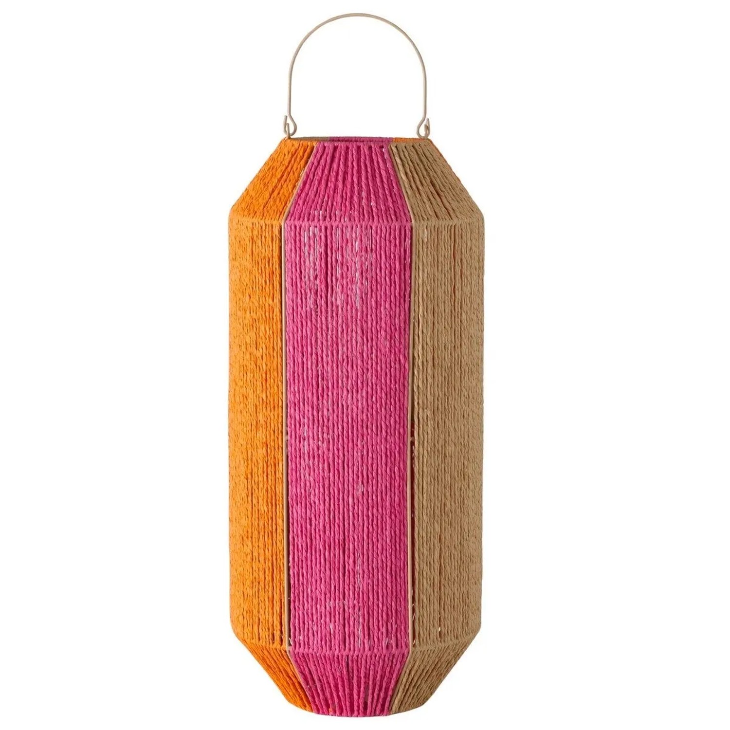 Boltze Papírová lucerna Mikaela, oranžová/růžová/přírodní, pr. 26 x 50 cm