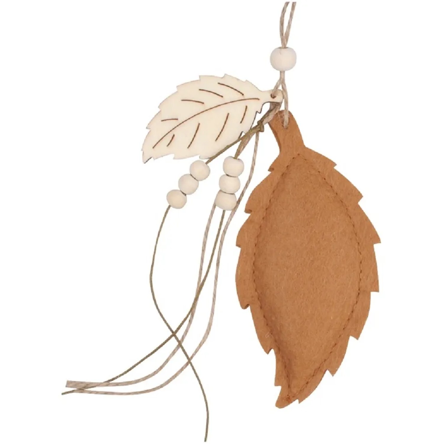 Anděl Přerov List z filcu s ozdobami na pověšení, hnědá, 6 x 12 cm