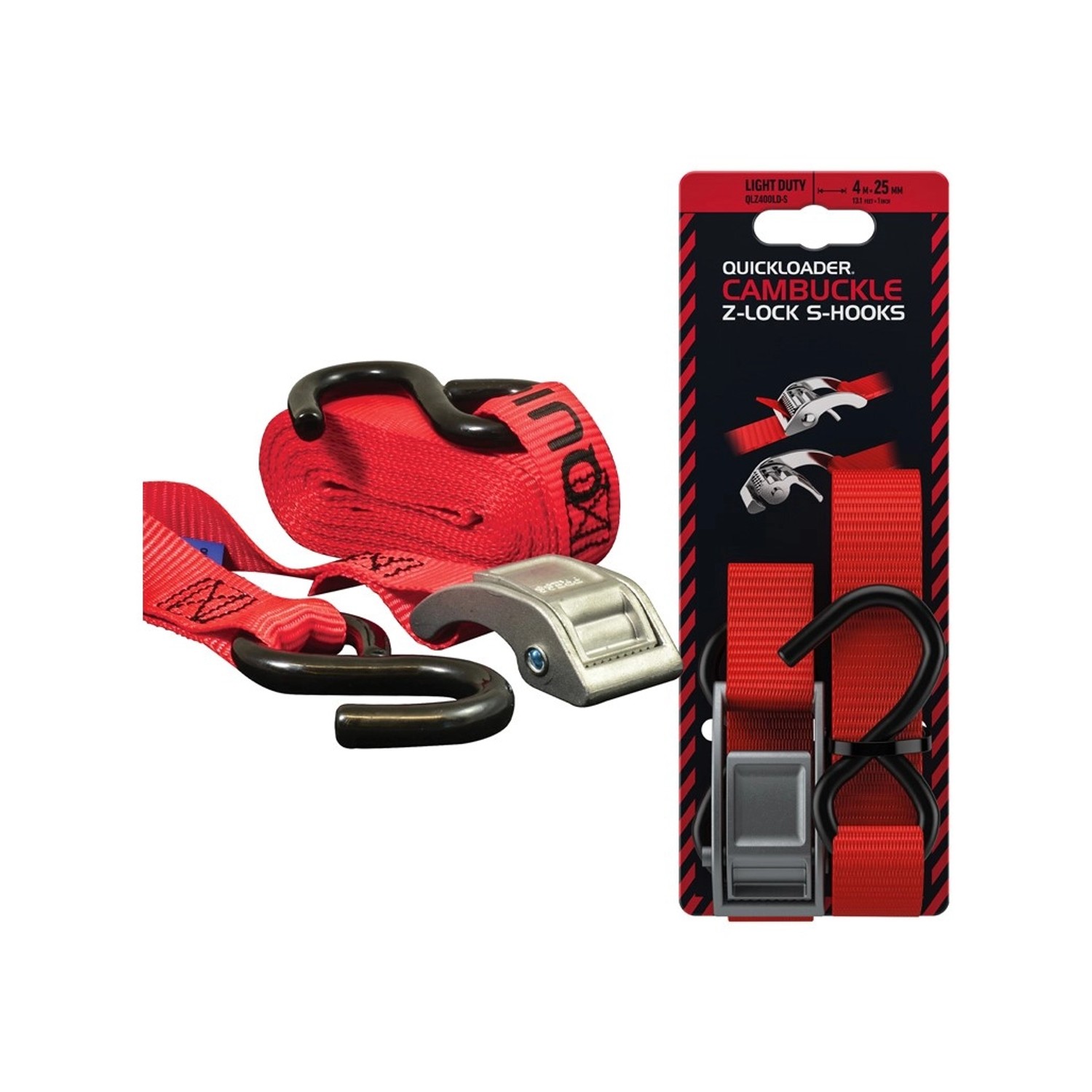Quickloader Popruh se sponou Cambuckle Z-lock S-Hooks 400 kg, 4 m x 25 mm