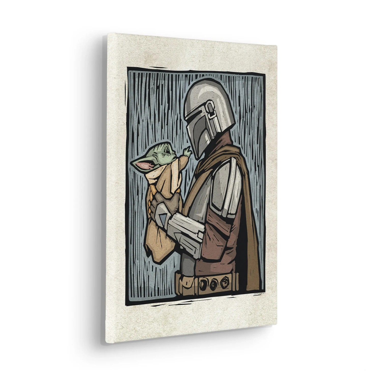 Komar Nástěnný obraz na rámu Star Wars The Mandalorian Lino-Cut 30 x 40 cm