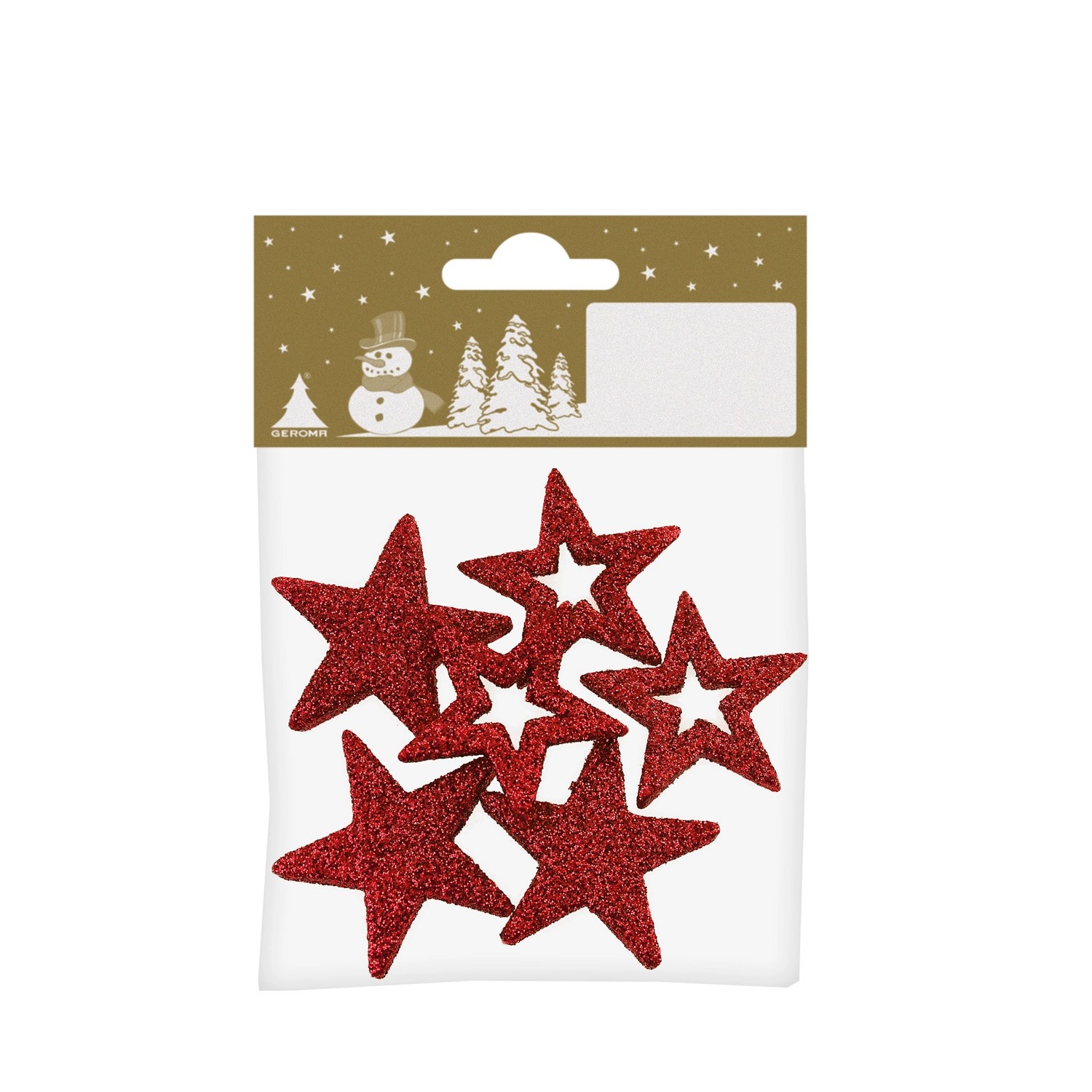 Hvězdy se třpytkami styropor, červené, 3,5 cm, 6 ks, různé druhy