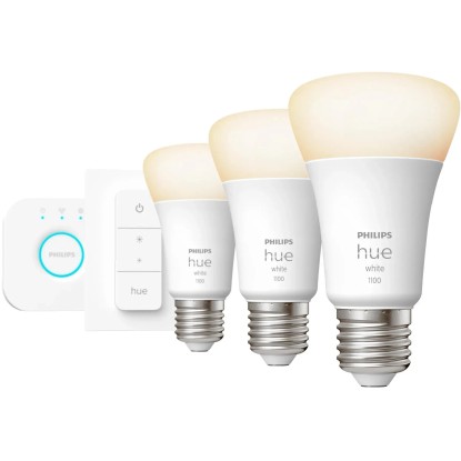 Philips Hue Startovací sada: 3x žárovka E27 W + Hue Bridge + Dimmer Switch