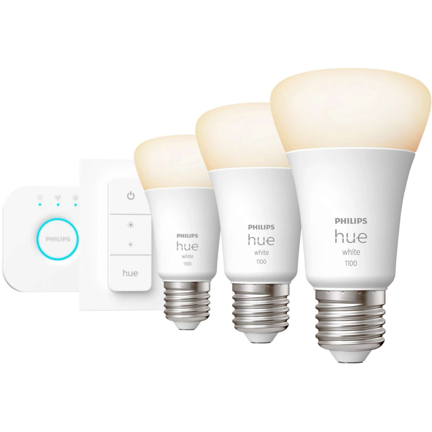 Philips HUE 3ks Bluetooth LED žárovka + Philips HUE Bridge + Philips HUE ovladač Bílá
