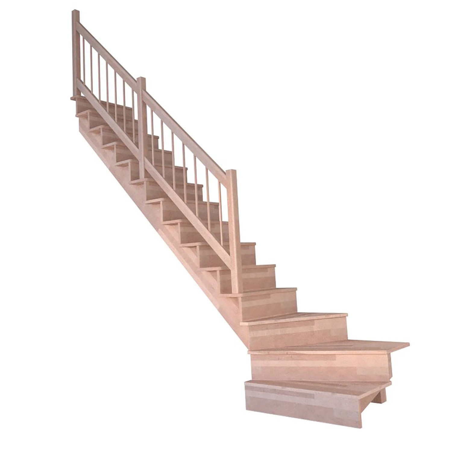 StarWood Schody Lindos bukové levé 80cm uzavřené dřev. design. zábradlí