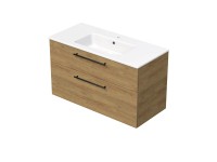 INTEDOOR Koupel.skříň+umyvadlo BEE, úchyt černý, 2 zás., š. 101 cm, dub Hickory