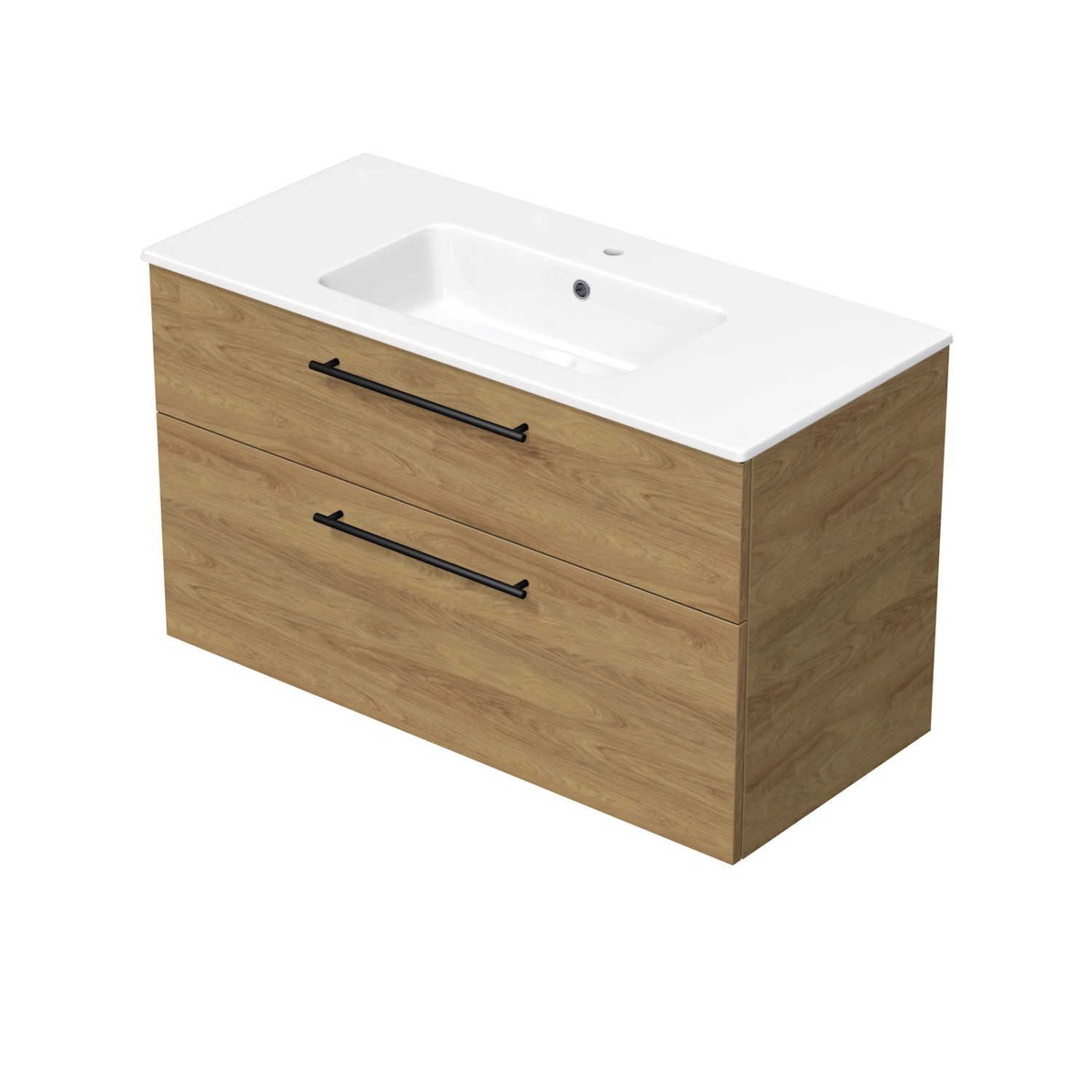 INTEDOOR Koupel.skříň+umyvadlo BEE, úchyt černý, 2 zás., š. 101 cm, dub Hickory