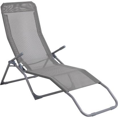 BWO Skládací zahradní lehátko Tanguro šedé 57-96,5 x 61 x 140 cm