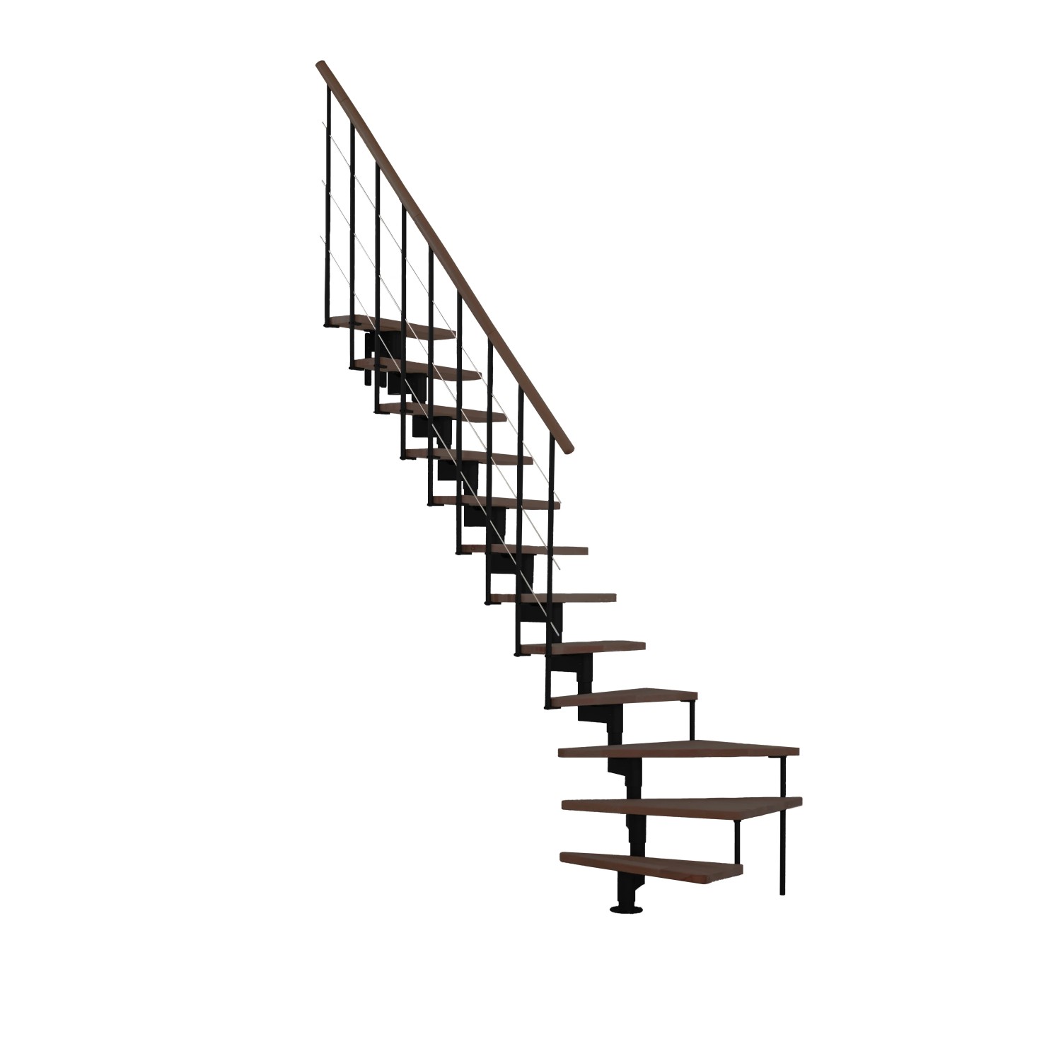 Minka STAIRS Lomené modulové schodiště Style Turn ořech/černá, 304,2 cm