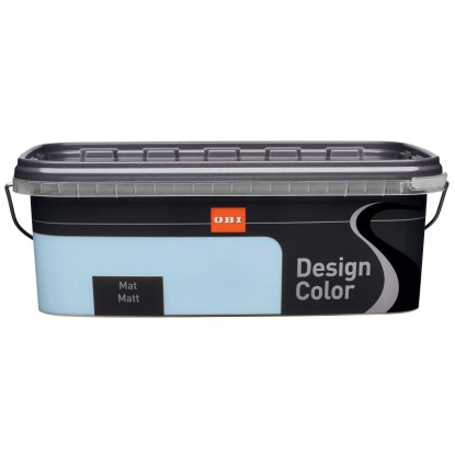 Kbelík s matnou, světle modrou barvou na stěny od OBI Design Color.