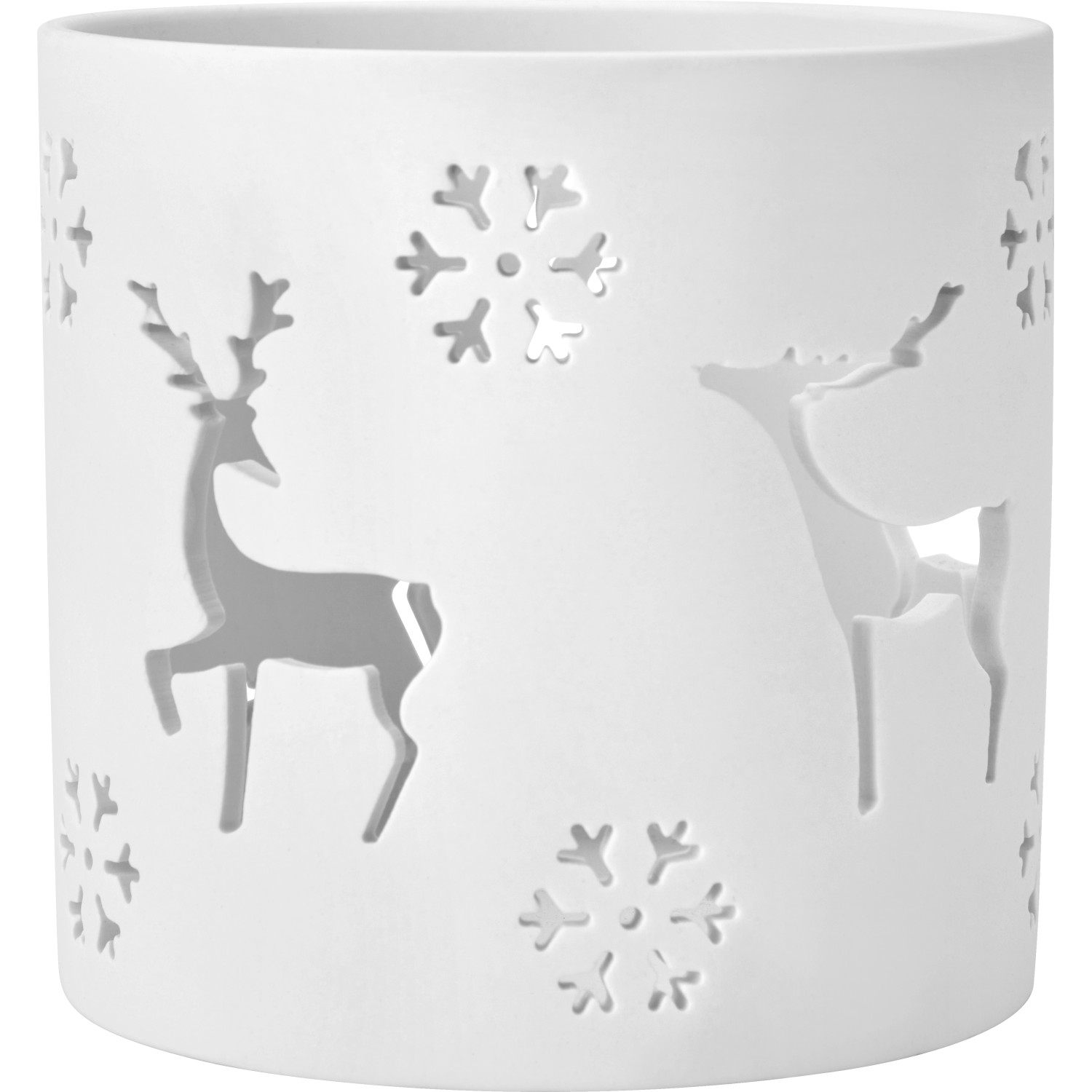 Keramický svícen na čajovou svíčku zimní motiv, bílá, různé druhy, pr. 10 x 10cm