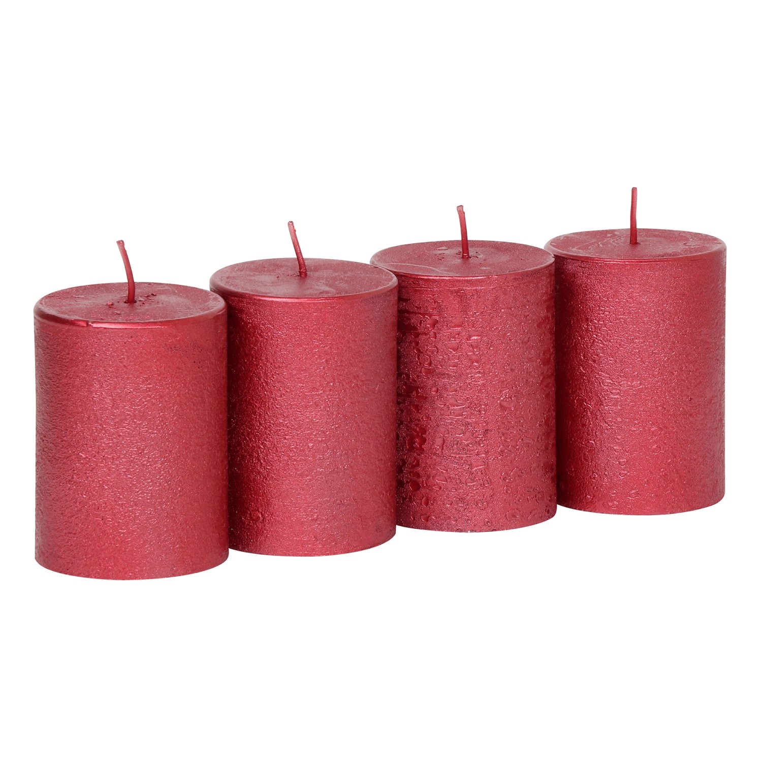 Steinhart Adventní válcová svíčka rustikální lesklá rubínová, pr. 5,8x8 cm, 4 ks