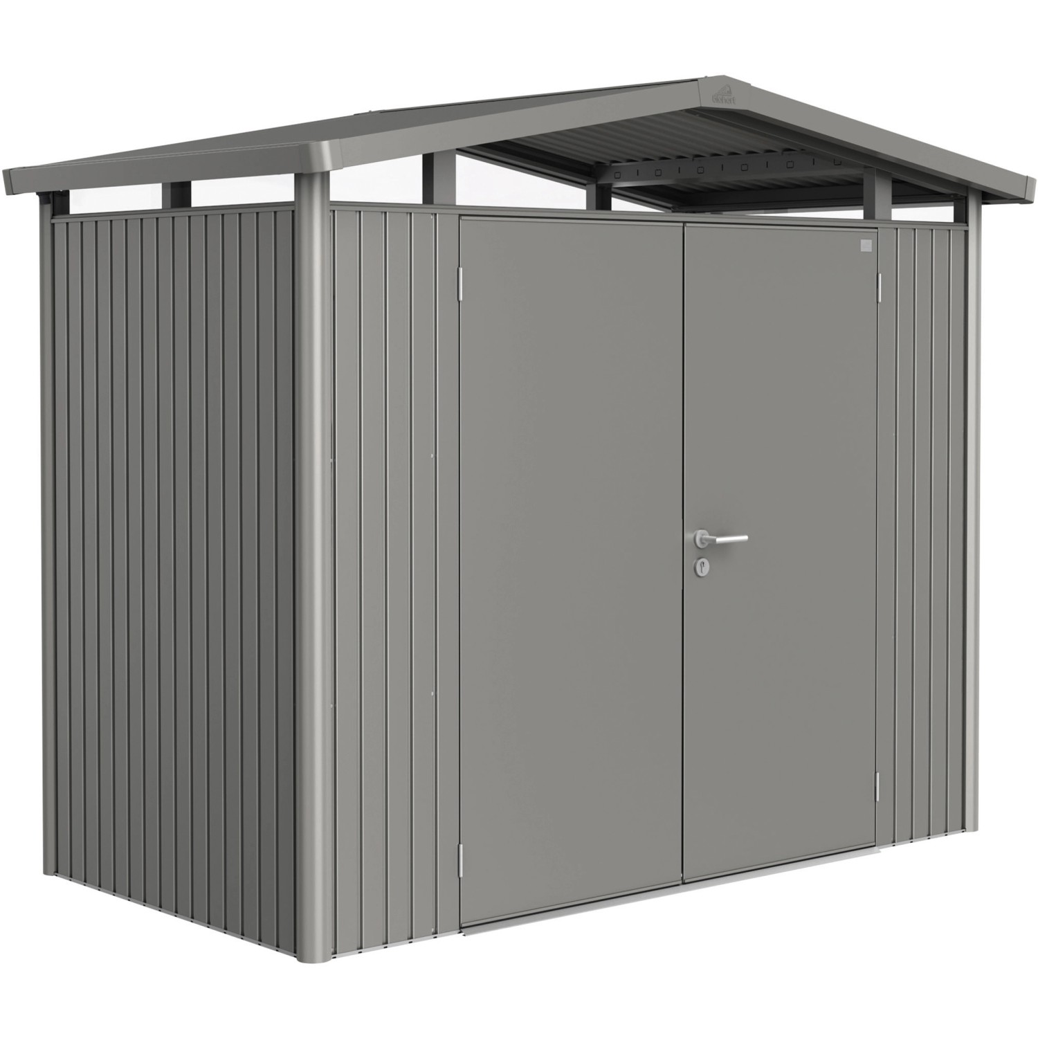 Biohort Plechový domek Panorama P1 2křídlé dveře, křem.šedá, 273 x 158 x 227 cm