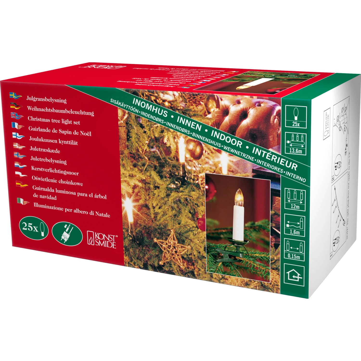 Konstsmide Světelný řetěz s 25 žárovkami ve tvaru svíček - vnitřní