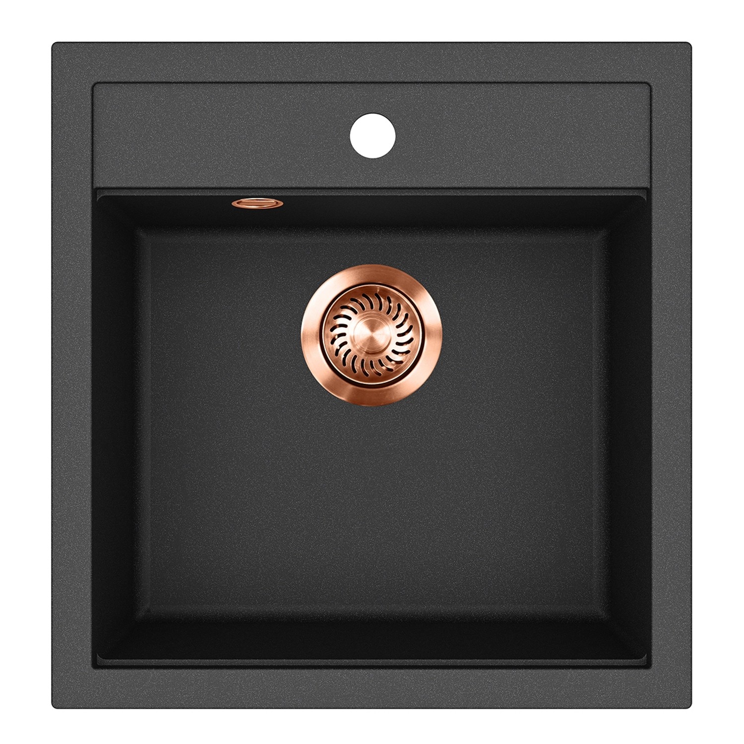 HELIKA Granitový dřez TESSA XQT100 černý metalický/měděná výpusť 49 x 51 cm