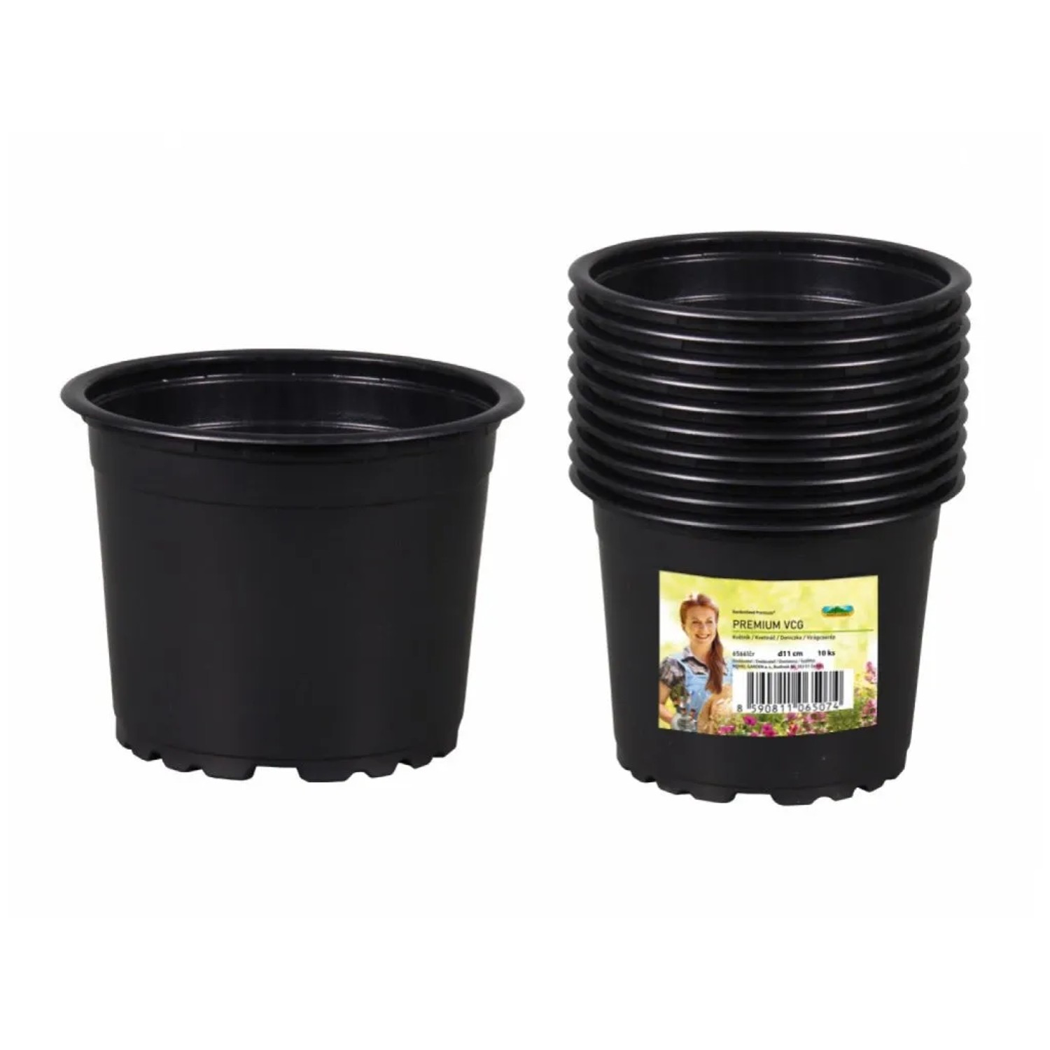 Květináč odlehčený Premium černý, průměr 11 cm