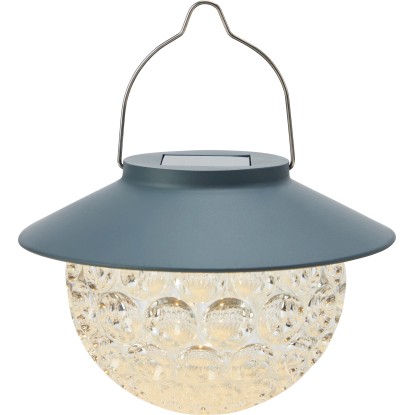 Solární závěsné LED svítidlo, kouřově modrá, pr. 13 x 8 cm