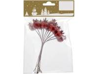 Vánoční bobule, plast a drát, červená, 10 kusů, 12 cm