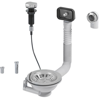 Prevex Dřezová výpusť 1 1/2" s přepadem s ovládáním chrom, pr. 114 mm