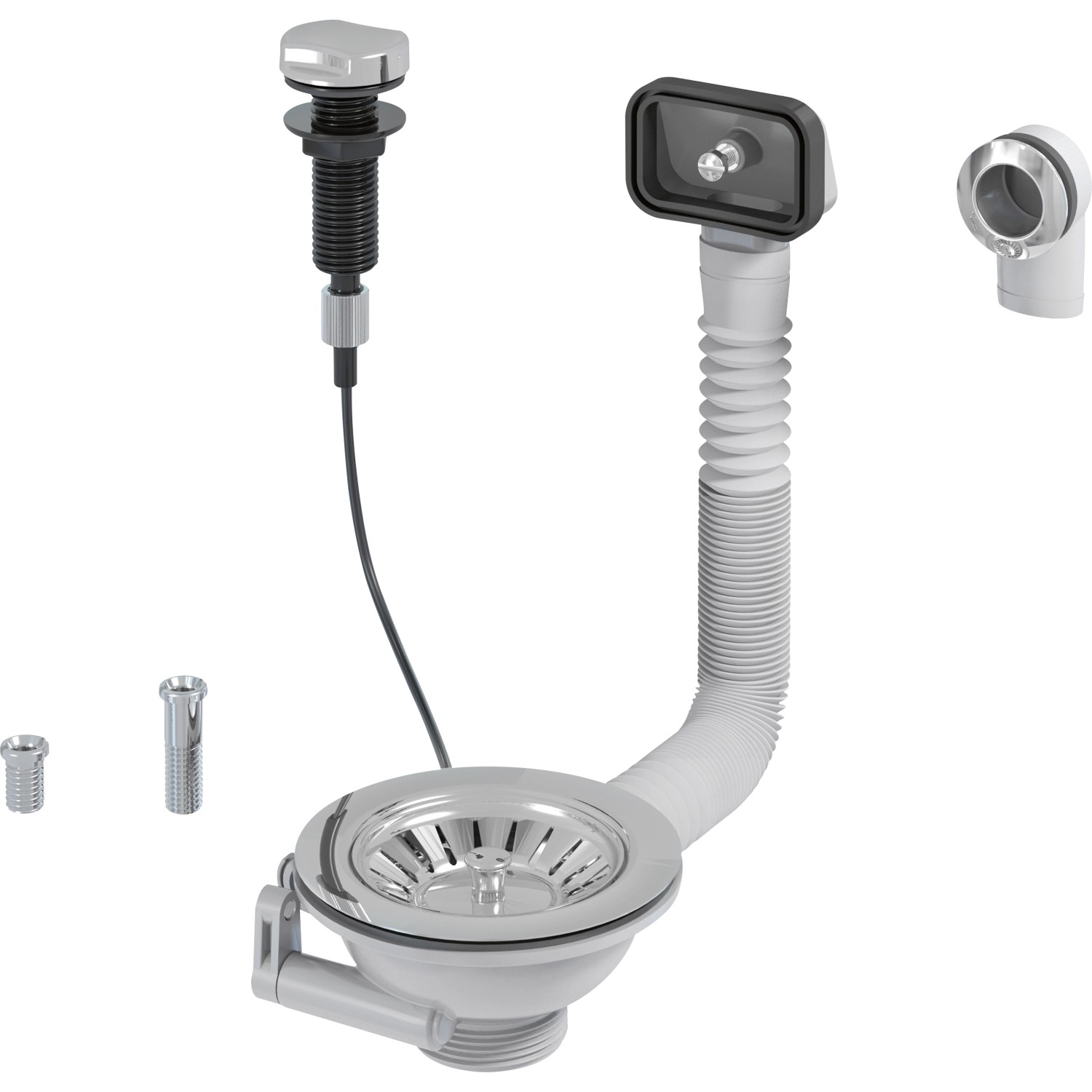 Prevex Dřezová výpusť 1 1/2" s přepadem s ovládáním chrom, pr. 114 mm