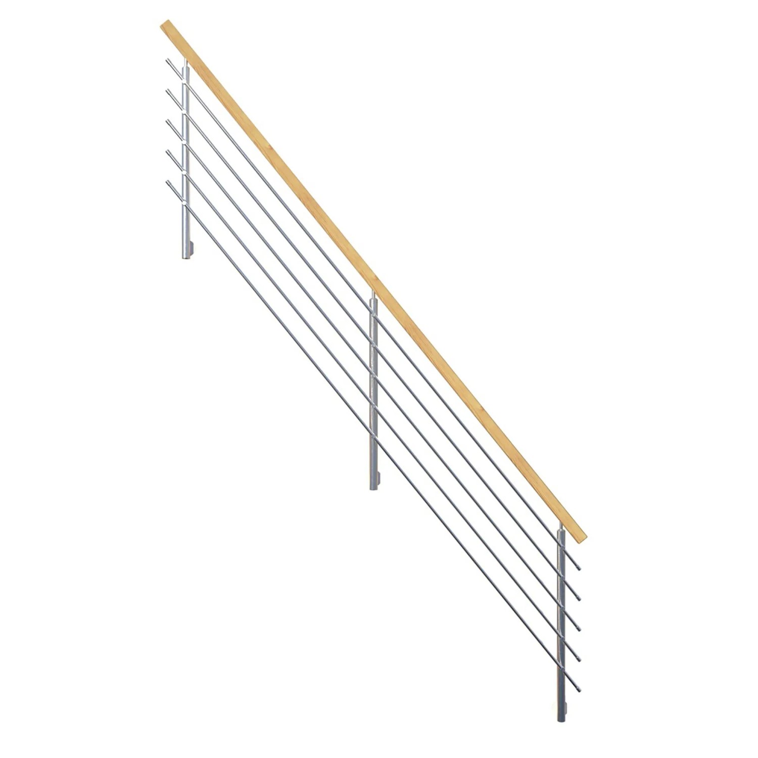 StarWood Designové nerezové zábradlí s hranatým smrkovým madlem 362 cm