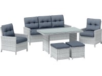 Sestava zahradního nábytku s jídelním stolem Luciara, ocel/ratan, 6dílná