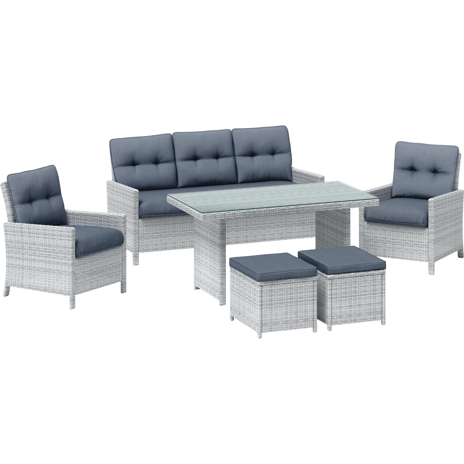 Sestava zahradního nábytku Luciara ocel/polyratan 6dílná