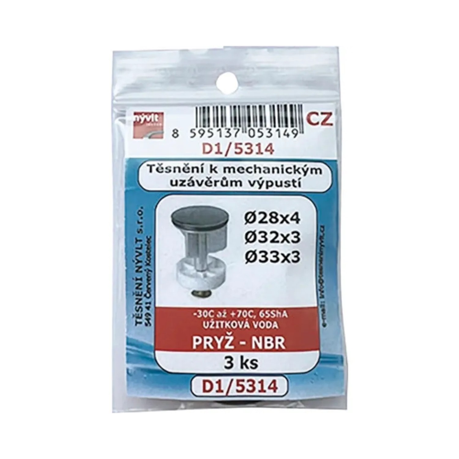 Sada těsnění k mechanickým uzávěrům výpustí o-kroužky