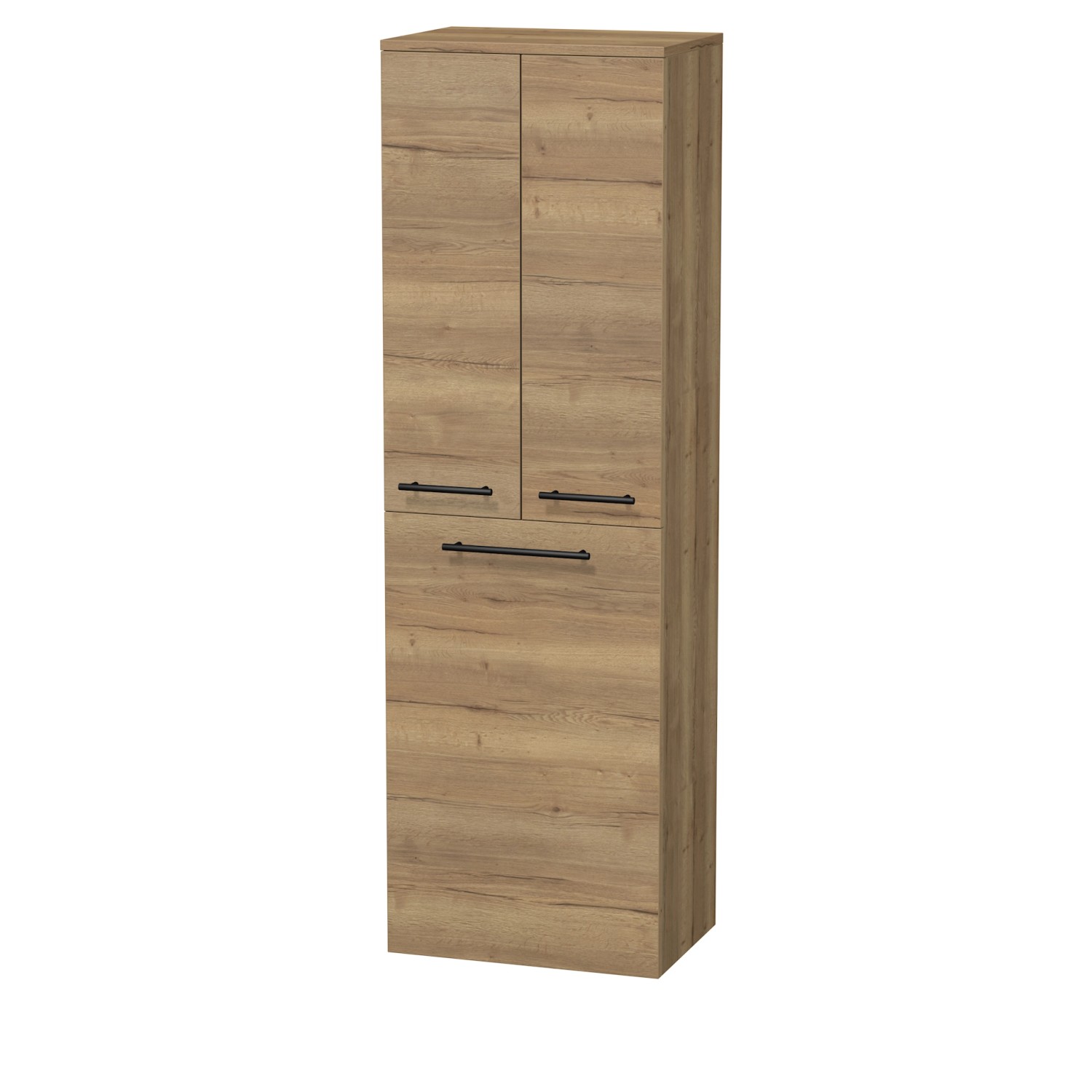 INTEDOOR Vysoká skříň BEE, pravé, úchyt černý, 2dveře, koš, š. 50cm, dub Halifax