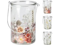 Koopman Skleněný svícen s květinami Flower, různéd druhy, 15 x 13 x 17,5 cm Koopman Skleněný svícen s květinami Flower, různéd druhy, 15 x 13 x 17,5 cm