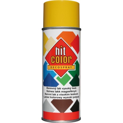 hitcolor Dekorativní lak ve spreji vysoký lesk RAL 1021 žlutý hořčičný 400 ml
