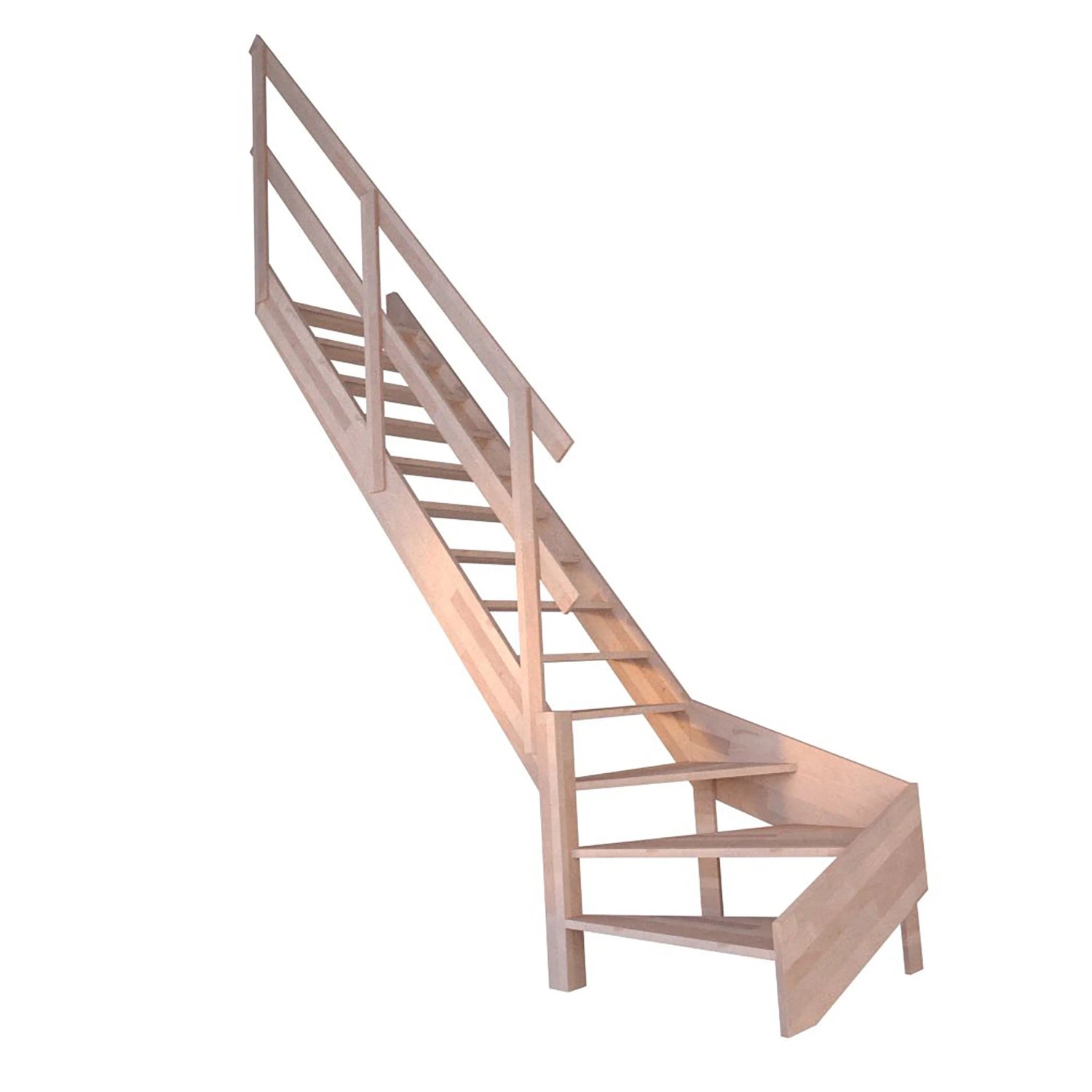 StarWood Schody Rhodos bukové levé otevřené dřevěné zábradlí