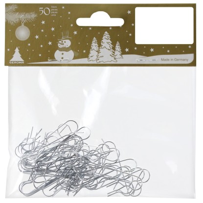 GEROMA S háčky pro vánoční ozdoby stříbrné 50 ks