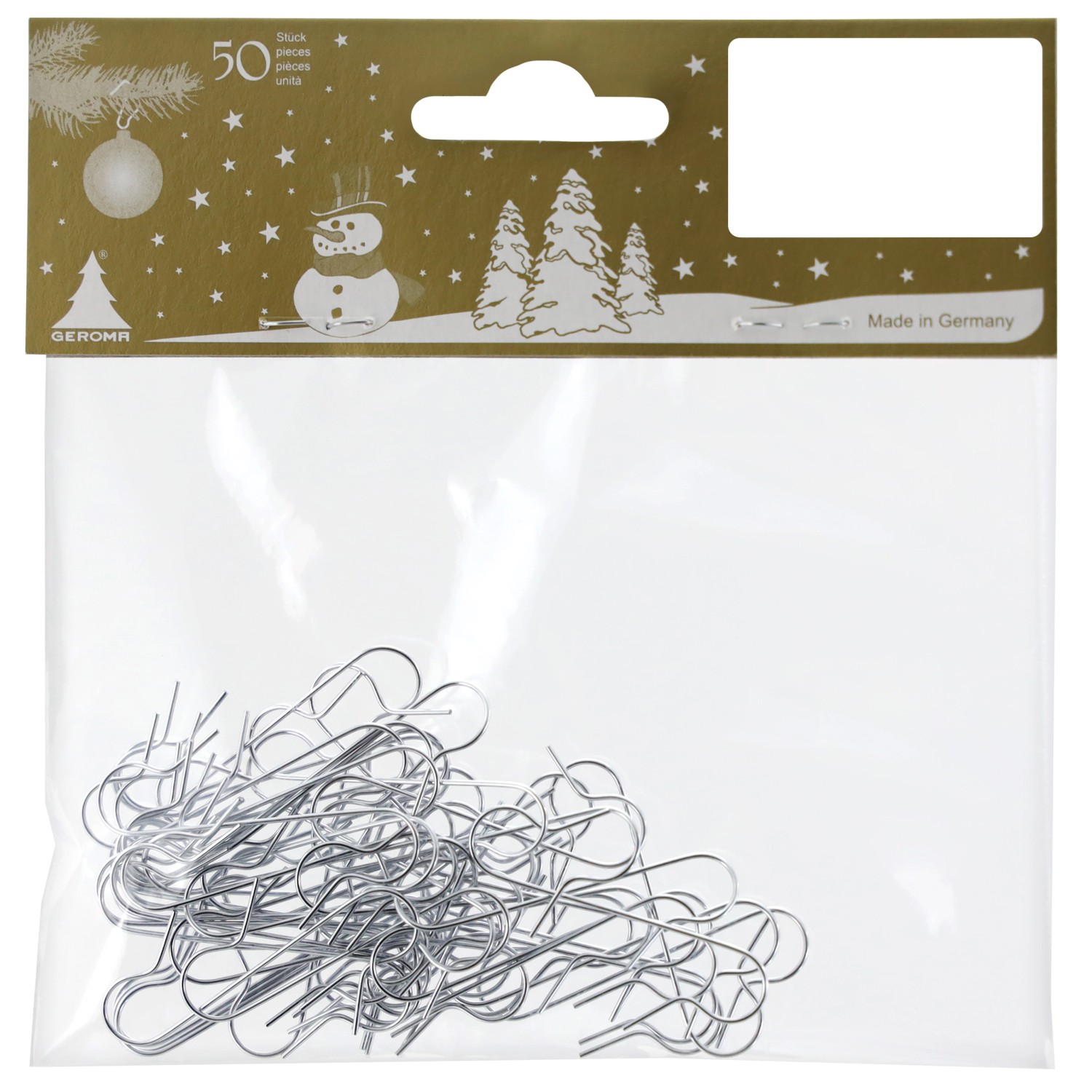 GEROMA S háčky pro vánoční ozdoby stříbrné 50 ks