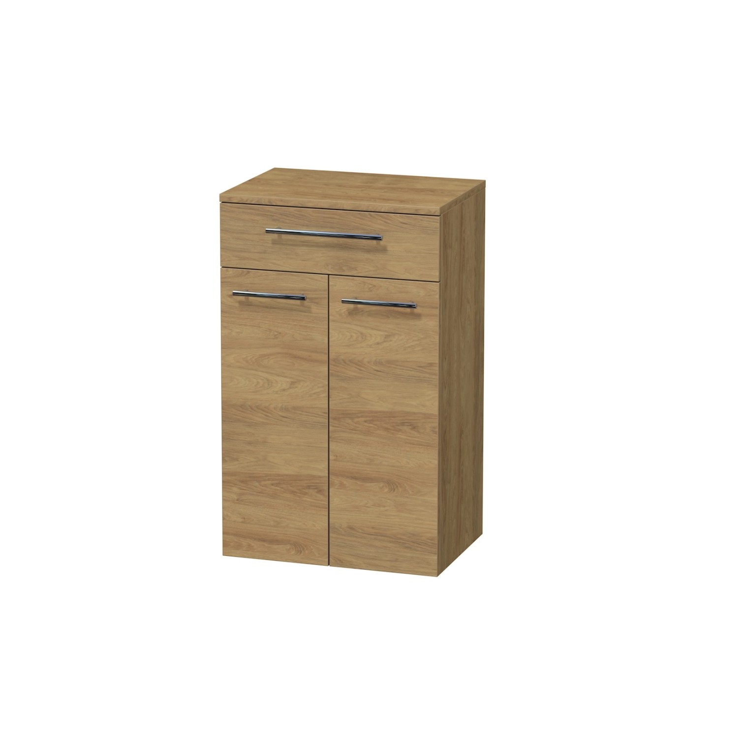 INTEDOOR Nízká skříň BEE, úchyt chrom, 1 zásuvka, 2 dveře, š. 50cm, dub Hickory