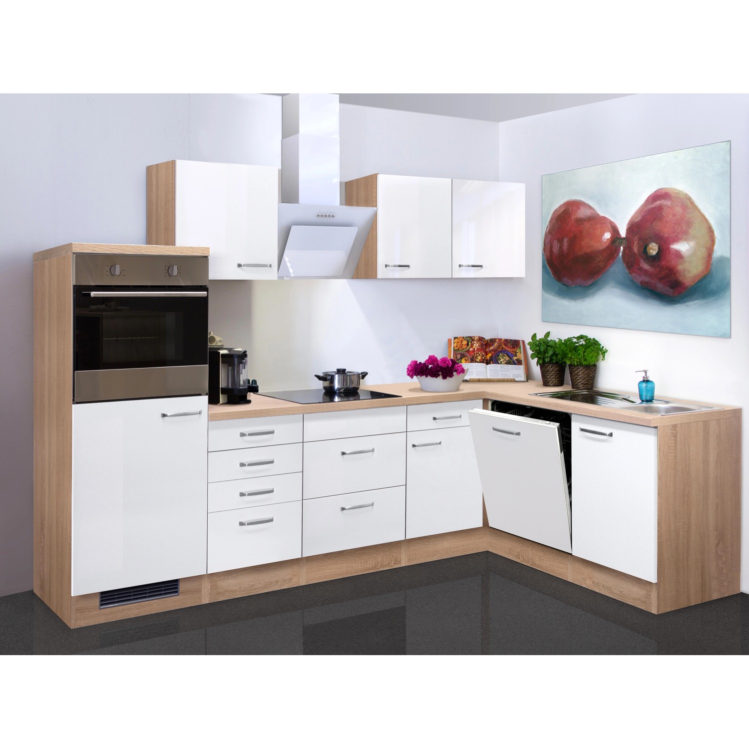 Flex-Well Kuchyně Valero 280x170 cm/typ2-lednice/trouba/var.deska/digestoř/myčka