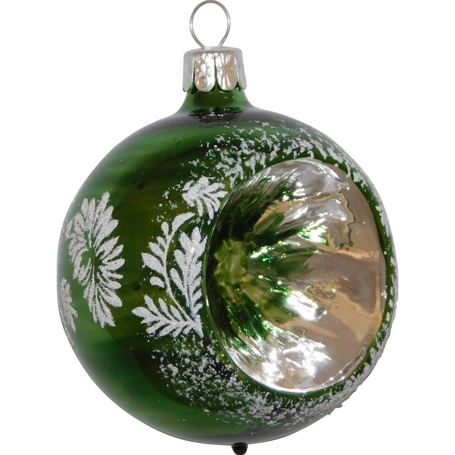 Ornex Vánoční ozdoba skleněná koule s reflektorem zelená, 7 cm