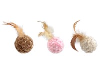 Magic Cat Goods Žinylkový míček s pírky, se šantou kočičí, různé druhy, 14 cm Magic Cat Goods Žinylkový míček s pírky, se šantou kočičí, různé druhy, 14 cm